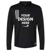 Adidas Men's 3-Stripes Double-Knit Quarter-Zip Pullover, Black / Grey Two, Front view, Mockup