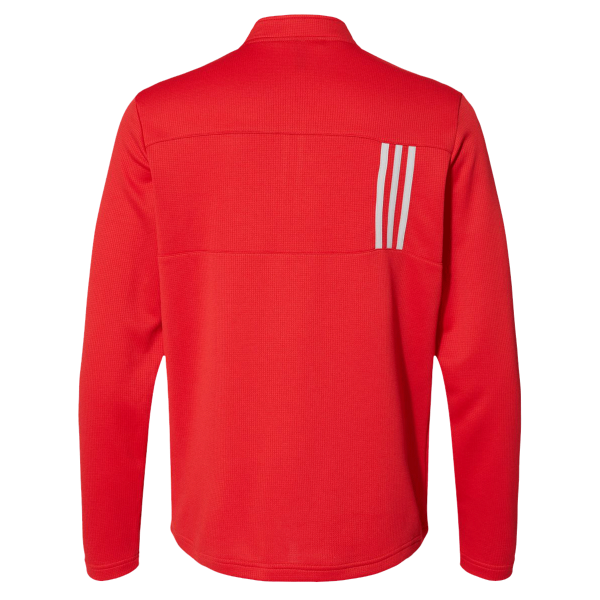 Adidas Men's 3-Stripes Double-Knit Quarter-Zip Pullover, Team Collegiate Red / Grey Two, Back view