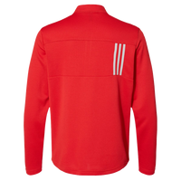 Adidas Men's 3-Stripes Double-Knit Quarter-Zip Pullover, Team Collegiate Red / Grey Two, Back view