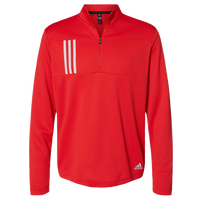 Adidas Men's 3-Stripes Double-Knit Quarter-Zip Pullover, Team Collegiate Red / Grey Two, Front view
