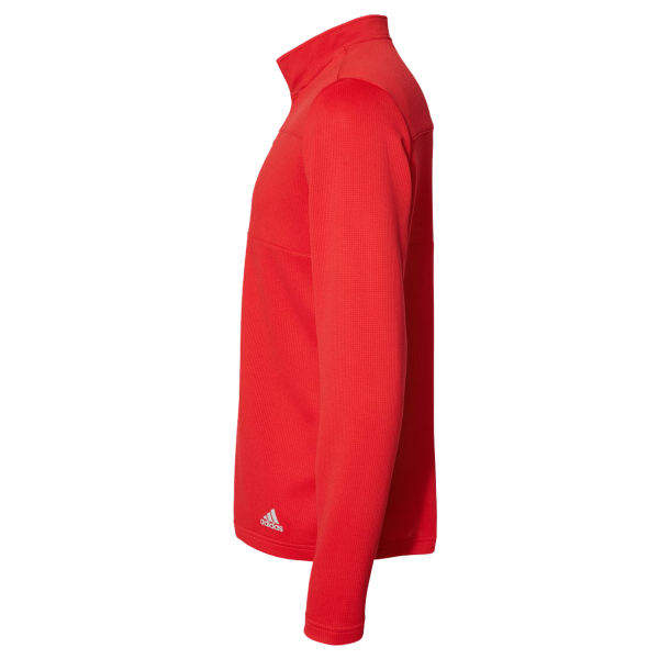 Adidas Men's 3-Stripes Double-Knit Quarter-Zip Pullover, Team Collegiate Red / Grey Two, Left Sleeve view