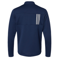 Adidas Men's 3-Stripes Double-Knit Quarter-Zip Pullover, Team Navy Blue / Grey Two, Back view