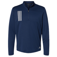 Adidas Men's 3-Stripes Double-Knit Quarter-Zip Pullover, Team Navy Blue / Grey Two, Front view
