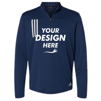 Adidas Men's 3-Stripes Double-Knit Quarter-Zip Pullover, Team Navy Blue / Grey Two, Front view, Mockup
