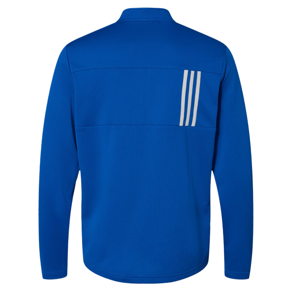 Adidas Men's 3-Stripes Double-Knit Quarter-Zip Pullover, Team Royal / Grey Two, Back view