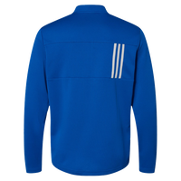 Adidas Men's 3-Stripes Double-Knit Quarter-Zip Pullover, Team Royal / Grey Two, Back view