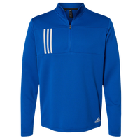 Adidas Men's 3-Stripes Double-Knit Quarter-Zip Pullover, Team Royal / Grey Two, Front view