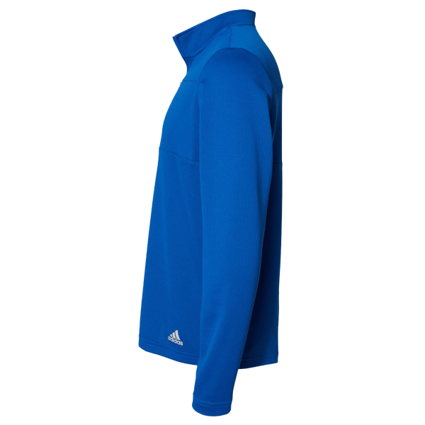 Adidas Men's 3-Stripes Double-Knit Quarter-Zip Pullover, Team Royal / Grey Two, Left Sleeve view
