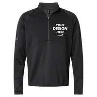 Adidas Men's Performance Quarter-Zip Pullover, Black, Front view, Mockup