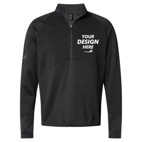 Adidas Men's Performance Quarter-Zip Pullover, Black, Front view, Mockup