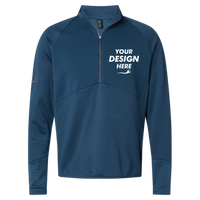 Adidas Men's Performance Quarter-Zip Pullover, Crew Navy, Front view, Mockup