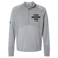 Adidas Men's Performance Quarter-Zip Pullover, Grey Three, Front view, Mockup