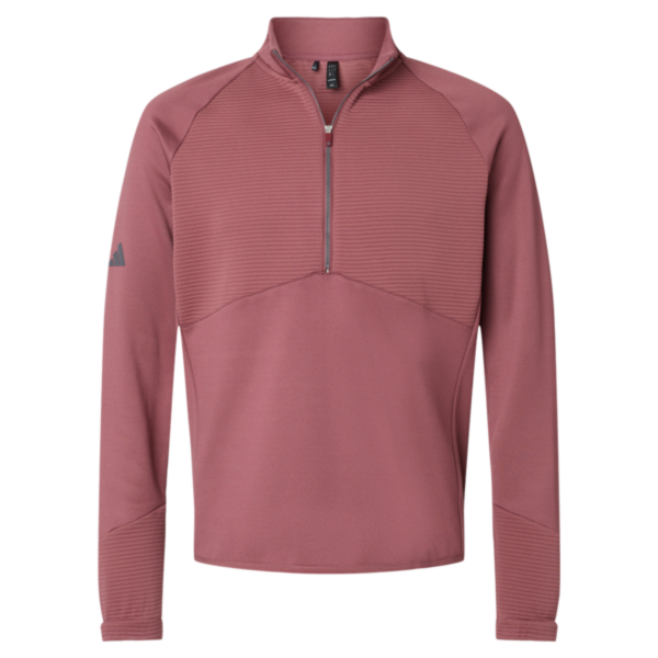 Adidas Men's Performance Quarter-Zip Pullover, Quiet Crimson, Front view