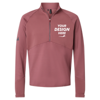 Adidas Men's Performance Quarter-Zip Pullover, Quiet Crimson, Front view, Mockup