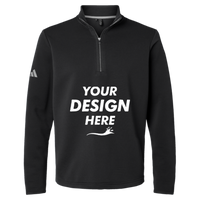 Adidas Men's Spacer Quarter-Zip Pullover, Black, Front view, Mockup