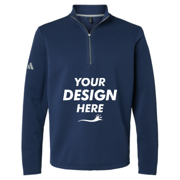 Adidas Men's Spacer Quarter-Zip Pullover, Collegiate Navy, Front view, Mockup