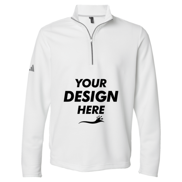 Adidas Men's Spacer Quarter-Zip Pullover, Core White, Front view, Mockup