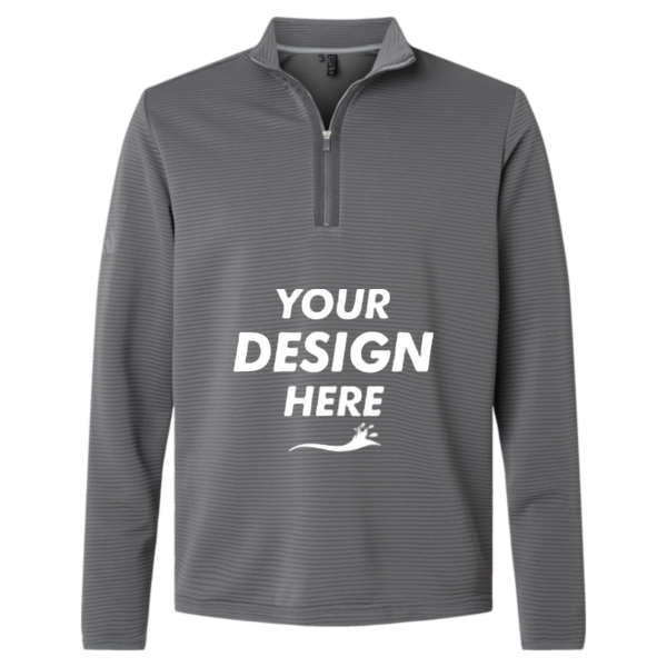 Adidas Men's Spacer Quarter-Zip Pullover, Grey Five, Front view, Mockup