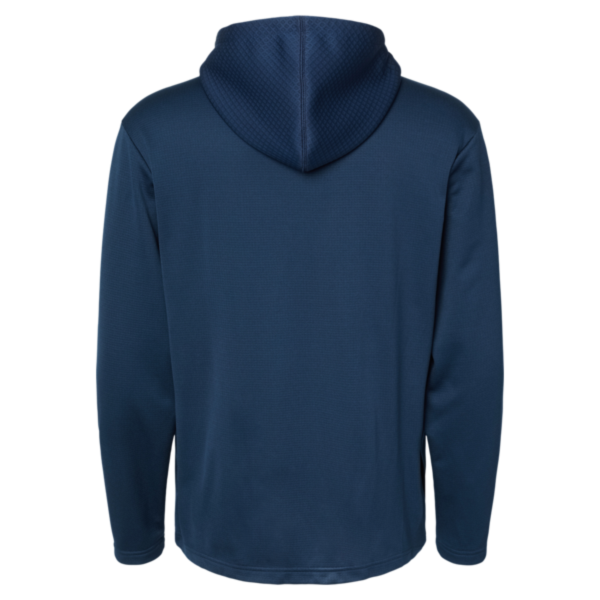 Adidas Men's Textured Mixed Media Midweight Hooded Sweatshirt, Collegiate Navy, Back view