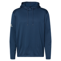 Adidas Men's Textured Mixed Media Midweight Hooded Sweatshirt, Collegiate Navy, Front view