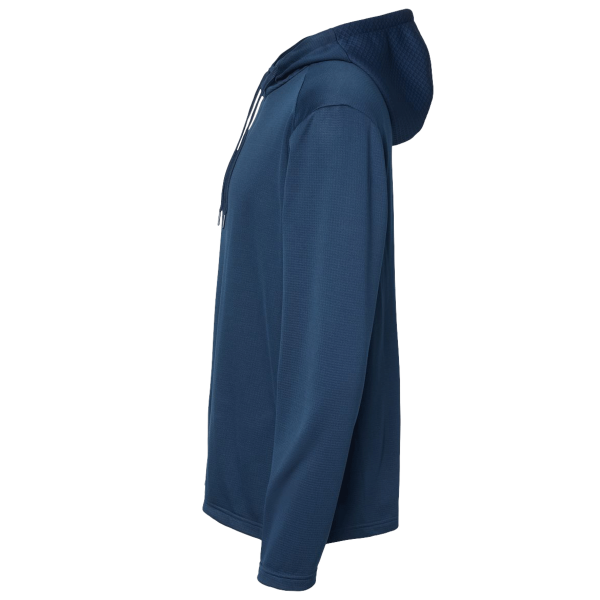 Adidas Men's Textured Mixed Media Midweight Hooded Sweatshirt, Collegiate Navy, Left Sleeve view