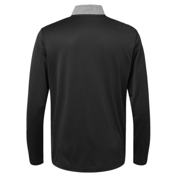 Adidas Men's Ultimate365 Heather Block Print Quarter-Zip Pullover, Black Melange / Black / Grey Three, Back view