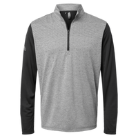 Adidas Men's Ultimate365 Heather Block Print Quarter-Zip Pullover, Black Melange / Black / Grey Three, Front view