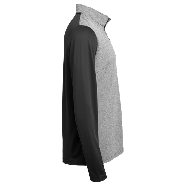 Adidas Men's Ultimate365 Heather Block Print Quarter-Zip Pullover, Black Melange / Black / Grey Three, Right Sleeve view