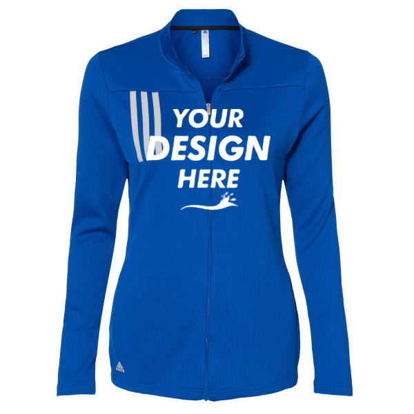 Adidas Women's 3-Stripes Double Knit Full-Zip Jacket, Team Royal / Grey Two, Front view, Mockup