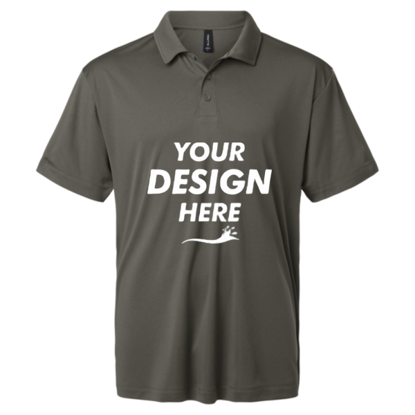 AllPro Men's Pro-Lock Performance Polo, Charcoal, Front view, Mockup