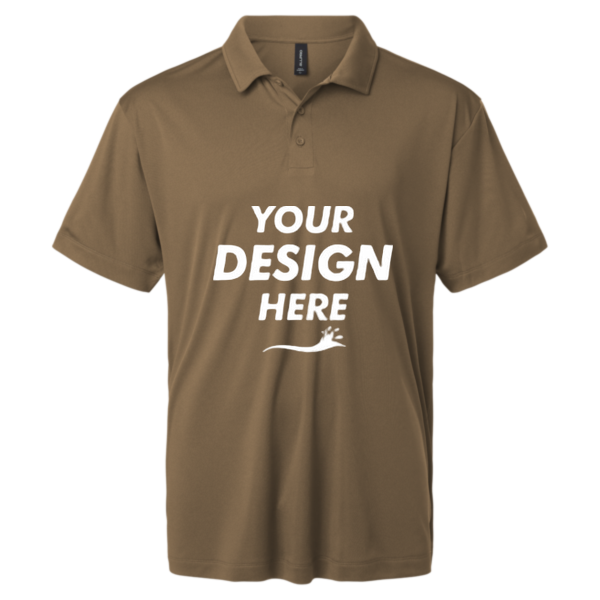 AllPro Men's Pro-Lock Performance Polo, Cigar, Front view, Mockup