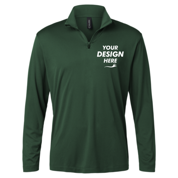 AllPro Men's Pro-Lock Performance Quarter-Zip Pullover, Forest Green, Front view, Mockup