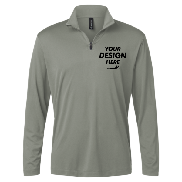 AllPro Men's Pro-Lock Performance Quarter-Zip Pullover, Greystone, Front view, Mockup