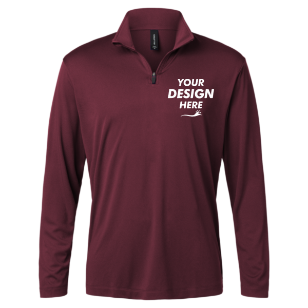 AllPro Men's Pro-Lock Performance Quarter-Zip Pullover, Maroon, Front view, Mockup