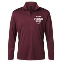 AllPro Men's Pro-Lock Performance Quarter-Zip Pullover, Maroon, Front view, Mockup