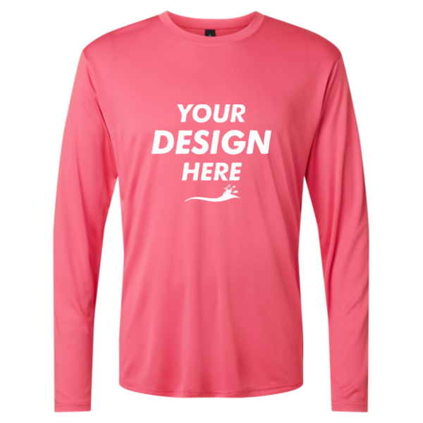 AllPro Unisex Pro-Lock Performance Long Sleeve T-Shirt, Bright Pink, Front view, Mockup