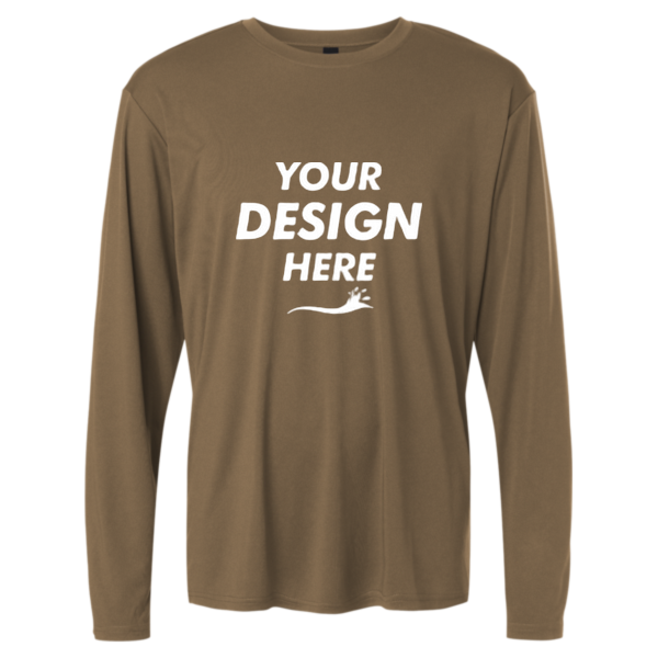 AllPro Unisex Pro-Lock Performance Long Sleeve T-Shirt, Cigar, Front view, Mockup