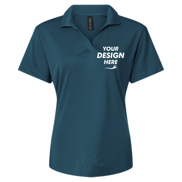 AllPro Women's Pro-Lock Performance Polo, Atlantic Blue, Front view, Mockup