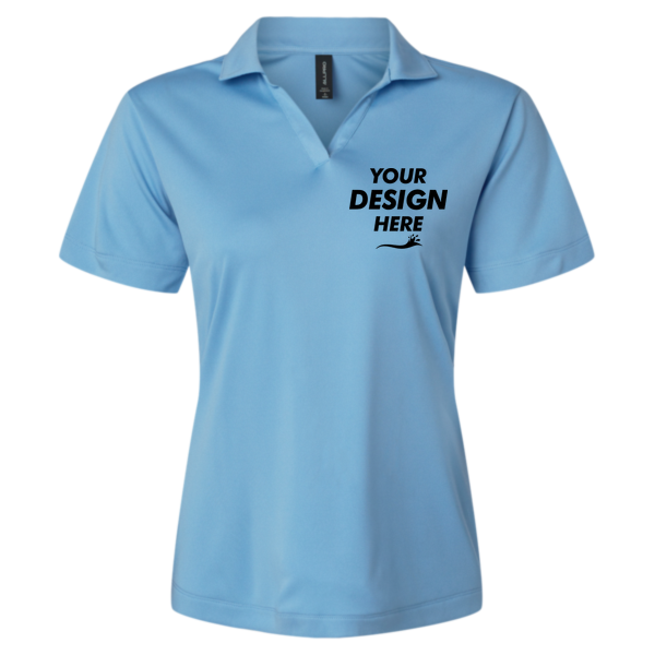 AllPro Women's Pro-Lock Performance Polo, Carolina Blue, Front view, Mockup