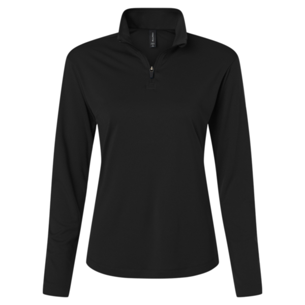 AllPro Women's Pro-Lock Performance Quarter-Zip Pullover, Black, Front view