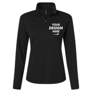 AllPro Women's Pro-Lock Performance Quarter-Zip Pullover, Black, Front view, Mockup