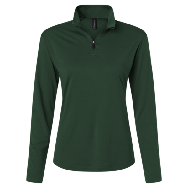AllPro Women's Pro-Lock Performance Quarter-Zip Pullover, Forest Green, Front view
