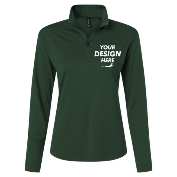 AllPro Women's Pro-Lock Performance Quarter-Zip Pullover, Forest Green, Front view, Mockup