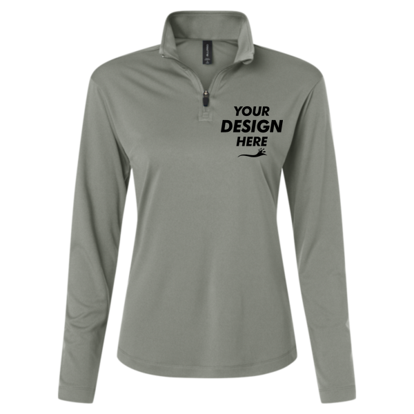 AllPro Women's Pro-Lock Performance Quarter-Zip Pullover, Greystone, Front view, Mockup