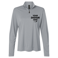 AllPro Women's Pro-Lock Performance Quarter-Zip Pullover, Heather Steel, Front view, Mockup