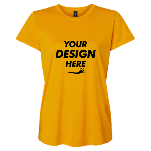 AllPro Women's Pro-Lock Performance T-Shirt, Gold, Front view, Mockup