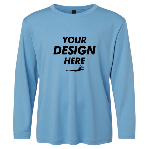 AllPro Youth Pro-Lock Performance Long Sleeve T-Shirt, Carolina Blue, Front view, Mockup