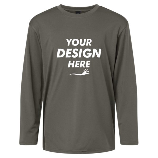 AllPro Youth Pro-Lock Performance Long Sleeve T-Shirt, Charcoal, Front view, Mockup