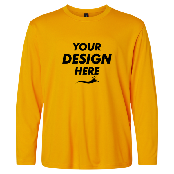 AllPro Youth Pro-Lock Performance Long Sleeve T-Shirt, Gold, Front view, Mockup