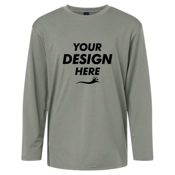 AllPro Youth Pro-Lock Performance Long Sleeve T-Shirt, Greystone, Front view, Mockup